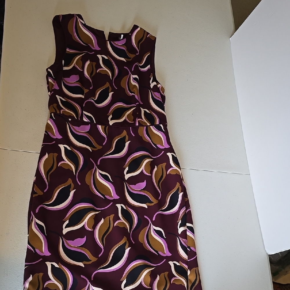 Ann Taylor Pink and Gold Sheath Midi Dress Sleeveless